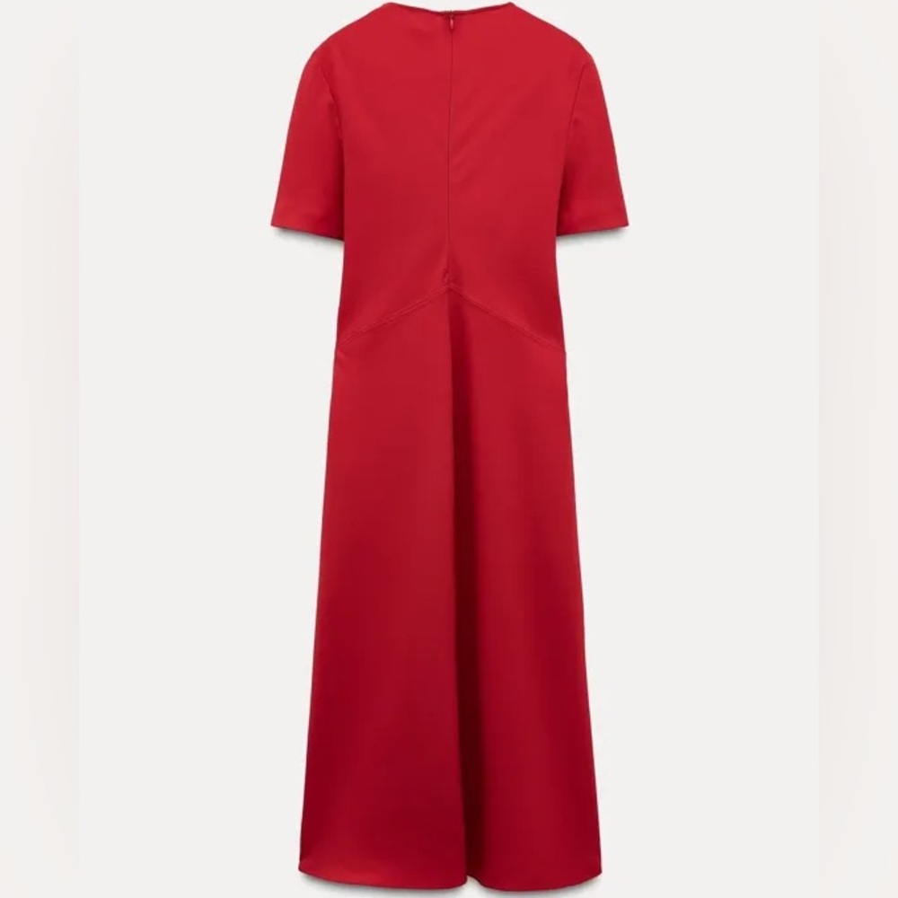 NWT ZARA RED MIDI SWING DRESS SIZE XXL ZW COLLECTION - Picture 8 of 12
